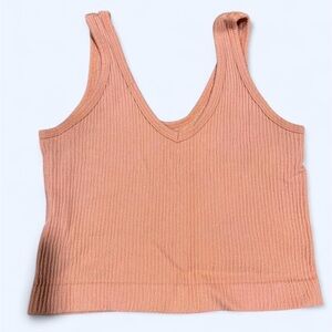 Yellow Ribbed V-Neck Tank Top